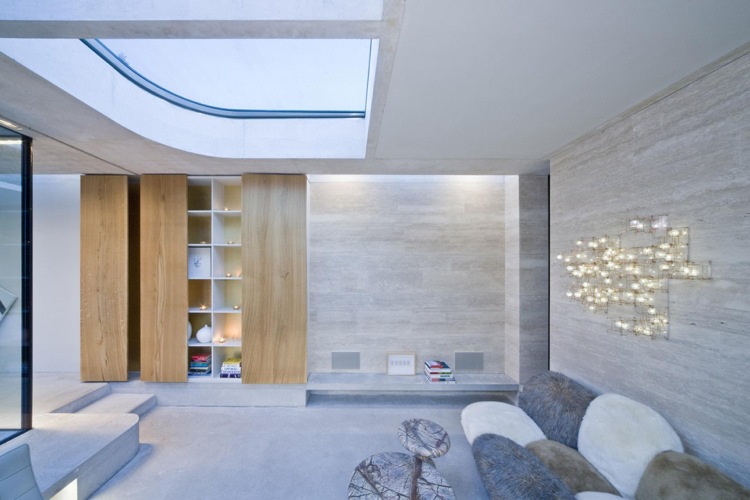 parede de revestimento de pedra calcário luz madeira concreto natural lâmpada de parede de piso design