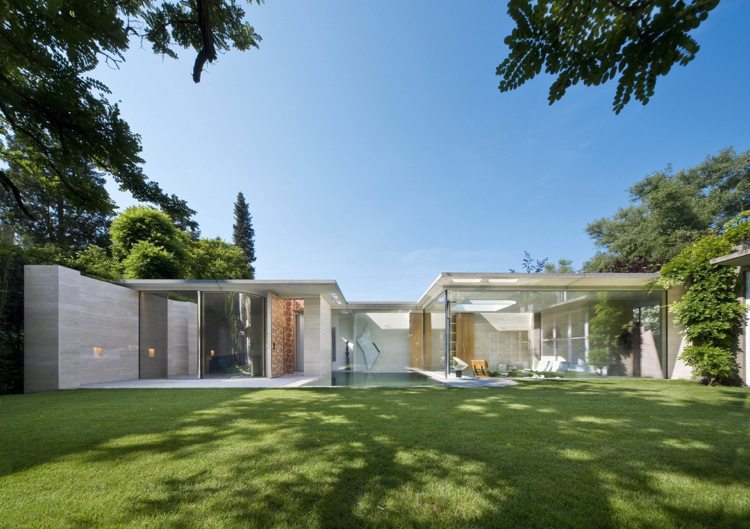 Revestimento de pedra para parede de pedra calcária jardim gramado arquitetura moderna de casa