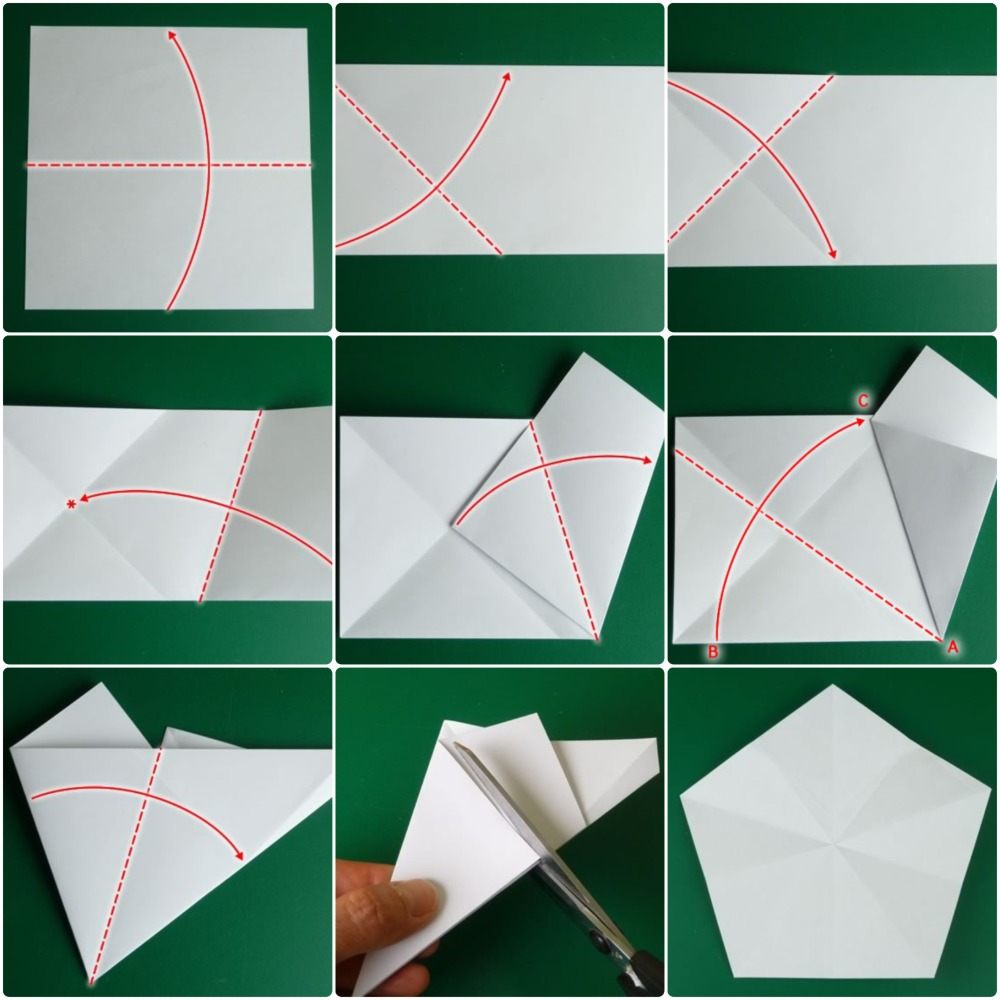 instruções do funileiro da estrela de origami dobra do pentágono