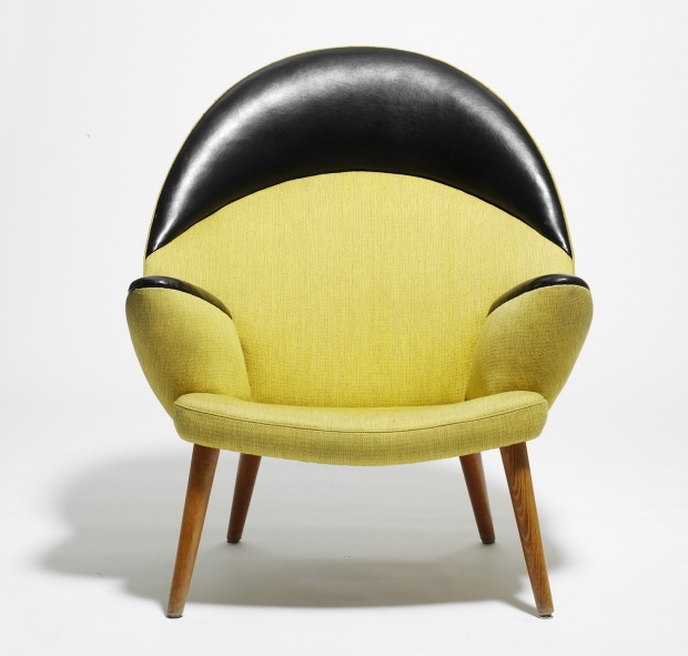 Cadeira estofada de couro de design clássico Peacock-hans j wegner-1947