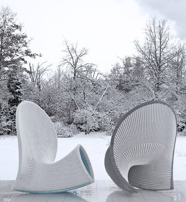 Mobília de relaxamento ao ar livre cadeira de balanço branca