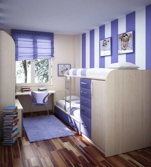 Listras na parede - quarto infantil vertical - cores branco-púrpura