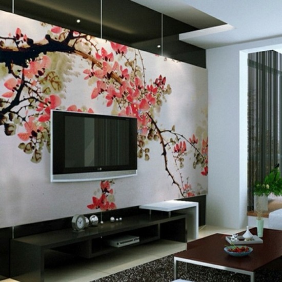 Papel de parede de sala de estar moderno em estilo japonês
