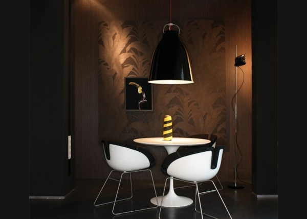 marrom-escuro-metal-papel de parede-sala de jantar