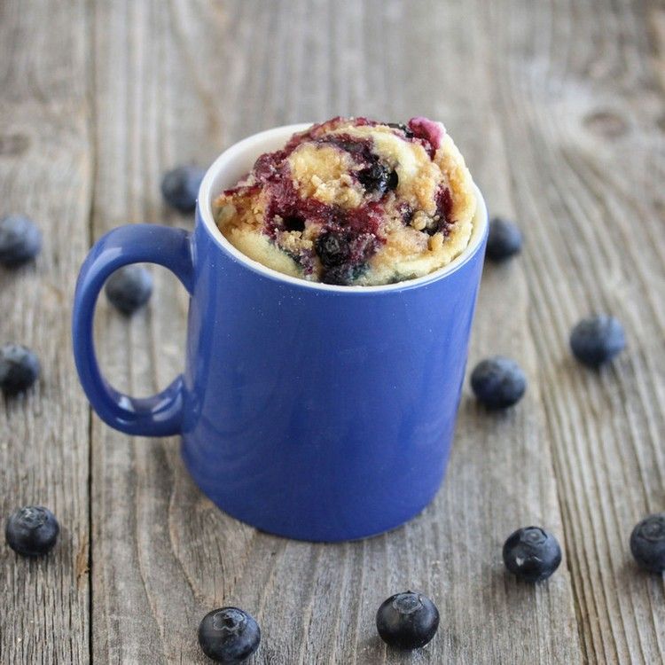 Cupcake-microondas-baunilha-mirtilos-xícara-receita de muffin
