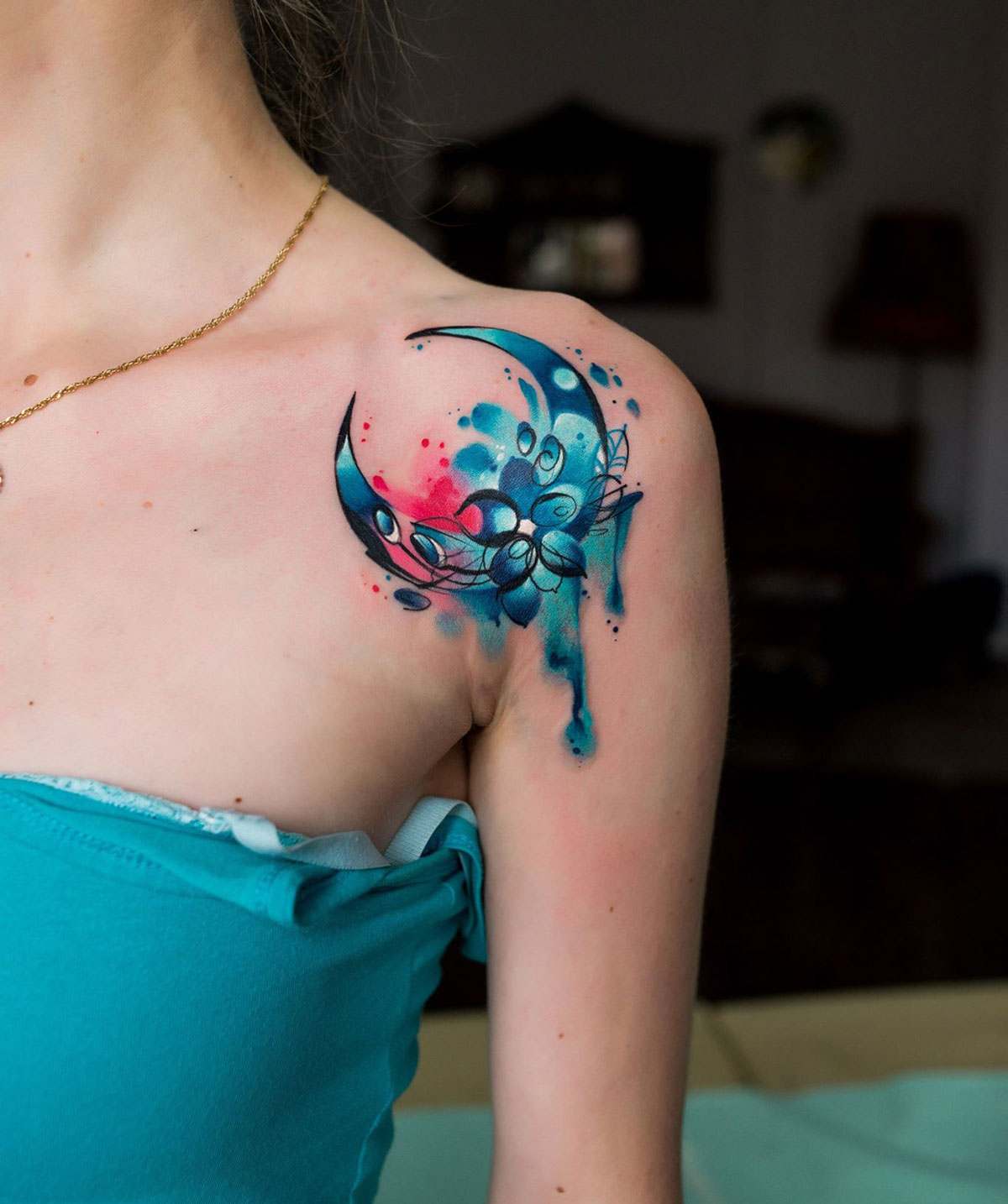 Moon Tattoo Design Significado Aquarela Tatuagem Tendências Mulheres