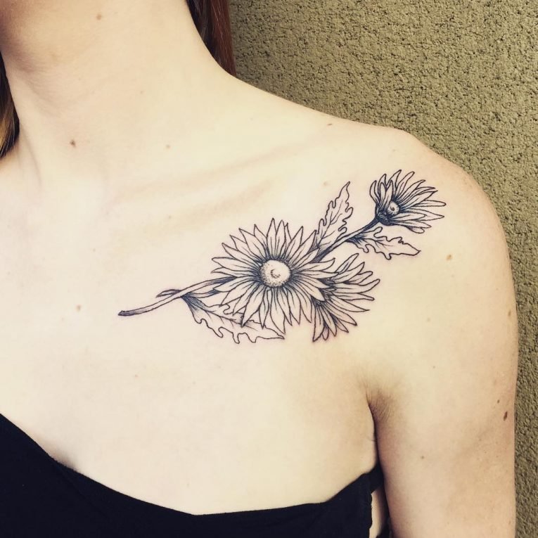 Tatuagem de flor que significa tatuagem de ombro, dor, tatuagem, mulheres, desenho