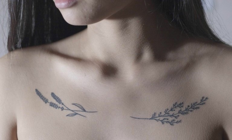 Gavinhas de flor tatuagem clavícula pequena dor mulheres tatto 9