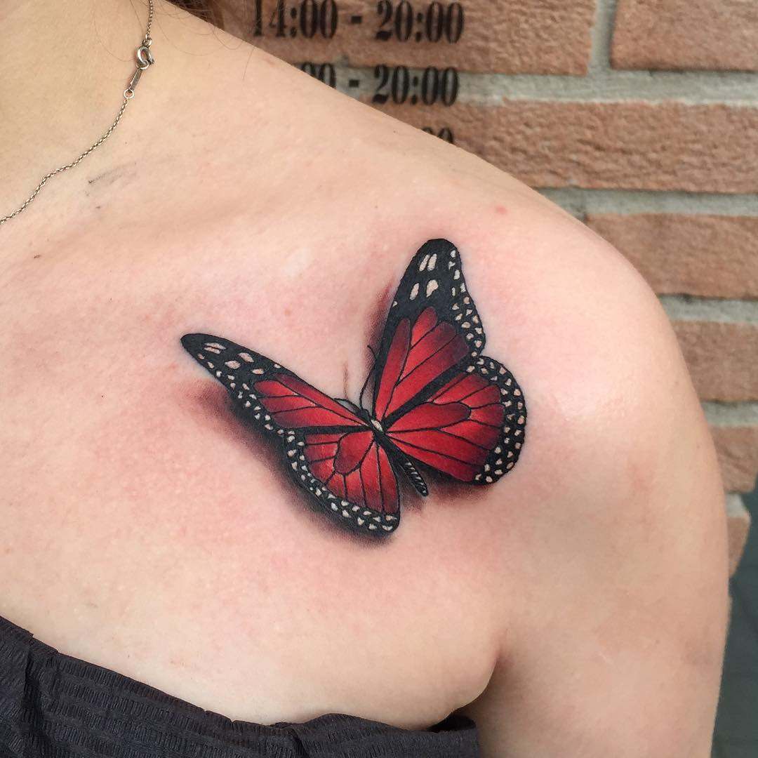 Tatuagem de clavícula 3d borboleta tatuagem design significado mulheres