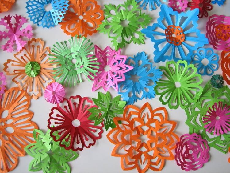 Kirigami flores coloridas de primavera de papel