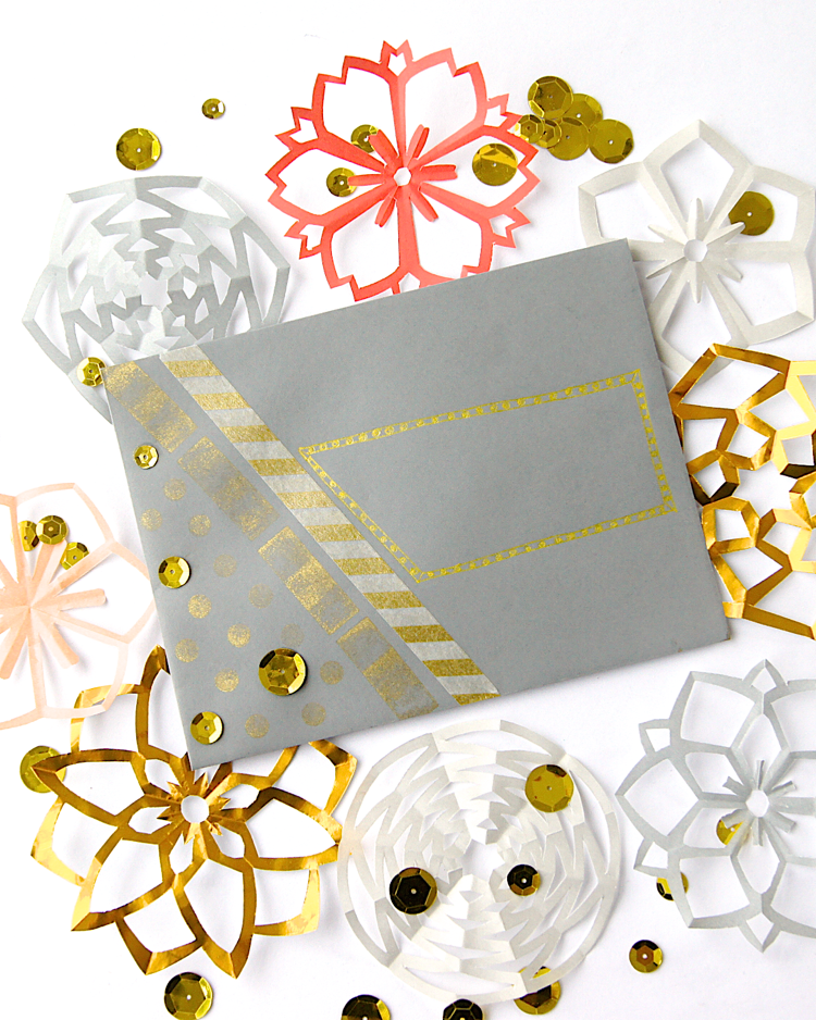 Kirigami floresce papel brilhante ouro prata