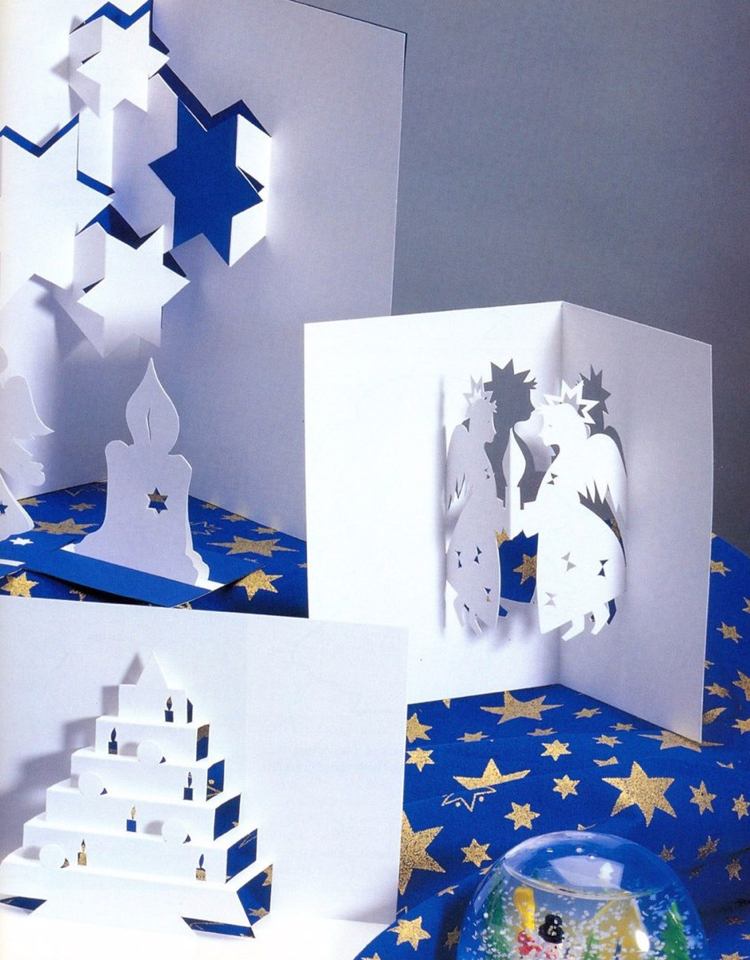 Cartões de Natal com motivos de estrelas de anjo pop-up