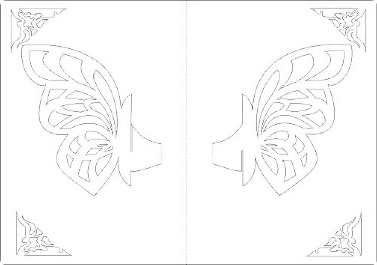 Modelo de motivo de impressão 3D do cartão borboleta Kirigami