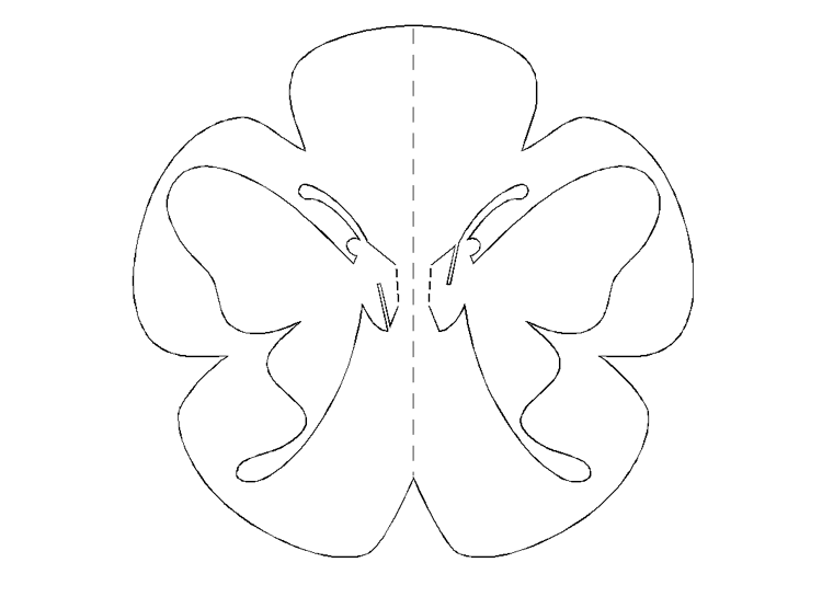 Modelo de flor recortada de borboleta kirigami