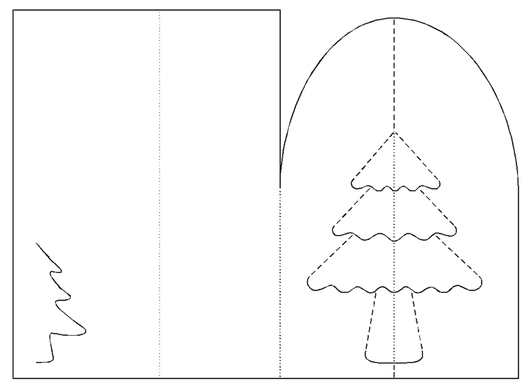 Kirigami modelo de árvore de abeto