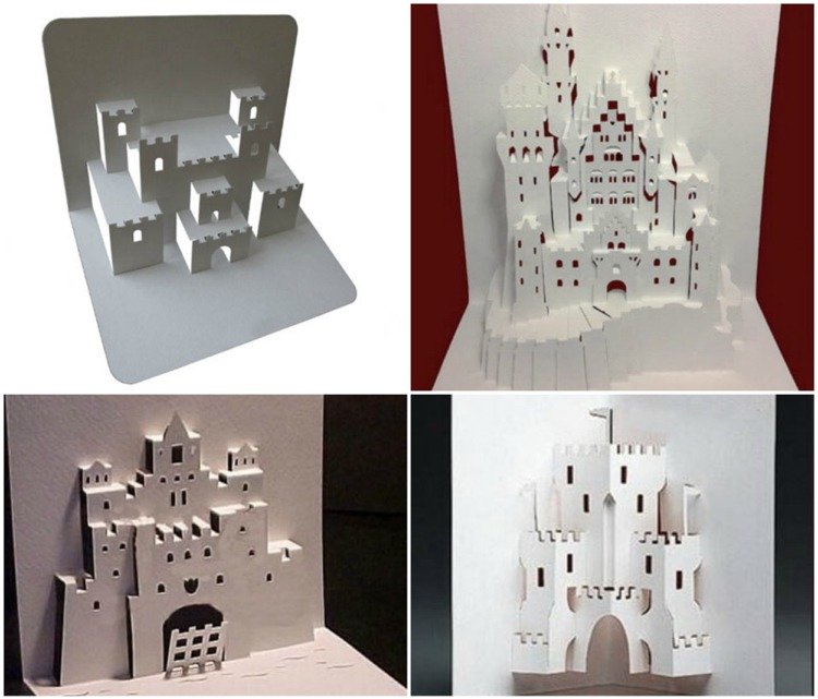 Modelos de chaveiro pop-up da arquitetura Kirigami