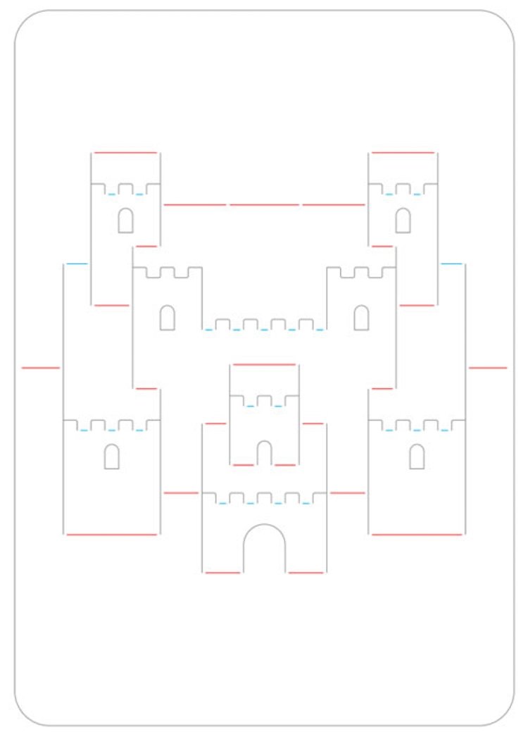 Corte de linhas de dobra do castelo Kirigami