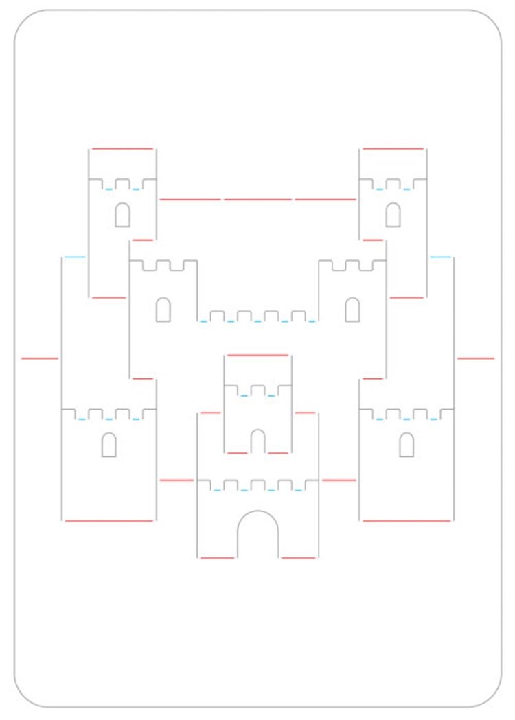 Corte de linhas de dobra do castelo Kirigami