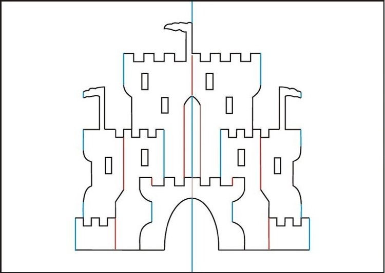 Modelo de castelo pop-up para imprimir