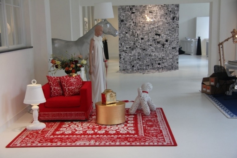 tapete-design-moooi-designer-qualidade de impressão-sofá-red-padrão-lâmpada de mesa