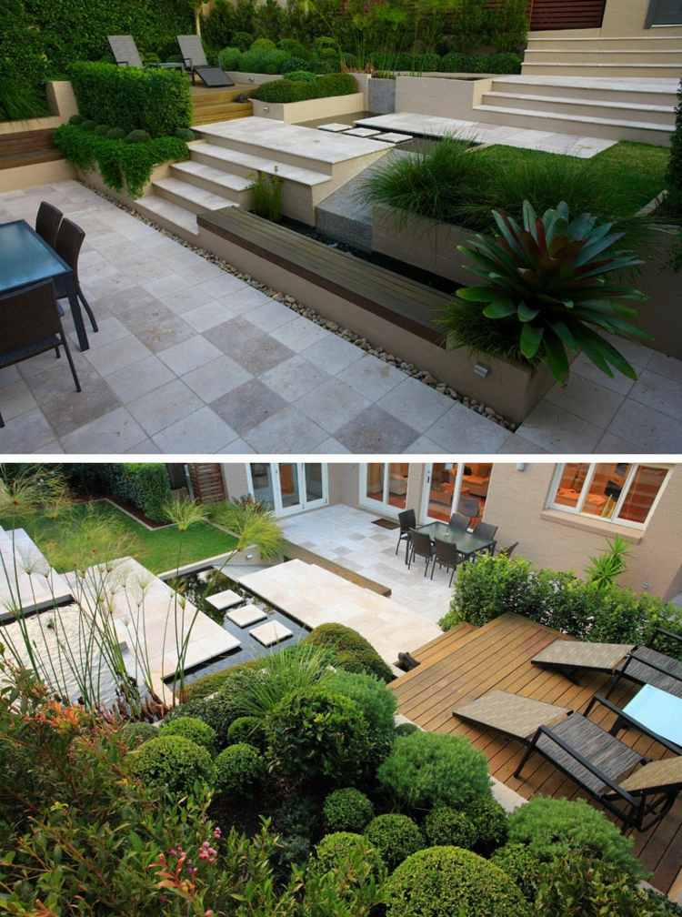 terraço-declive-lagoa-ideia-espreguiçadeiras-pátio-terraço design-buxo