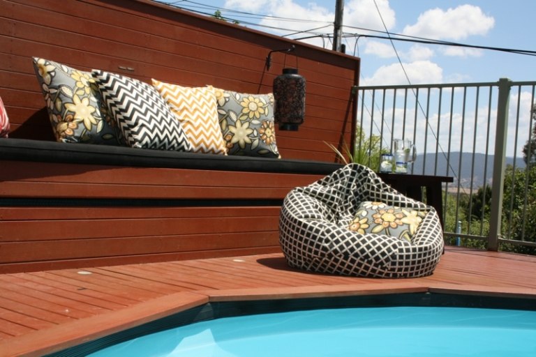pátio configurar padrão de beanbag ideia banco de bilhar almofadas
