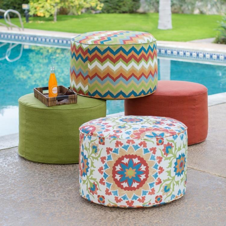 Monte o terraço -design-colorido-padrão-fora-da-piscina-piscina-Coral-Costa-Cantara-Pouf
