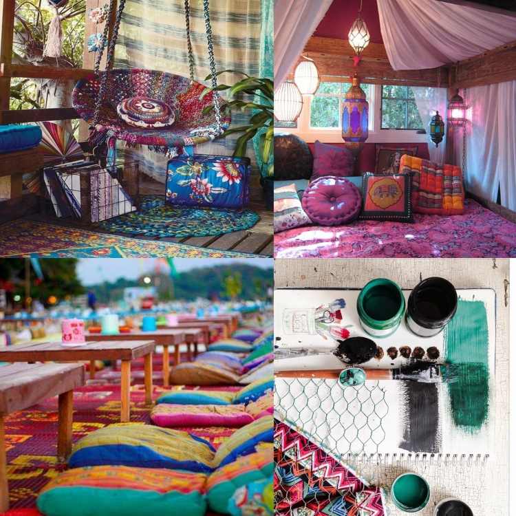 Prepare o terraço -design-boho-ainda-ambiente-almofadas-sentar-pufe-colorido-aconchegante-colagem