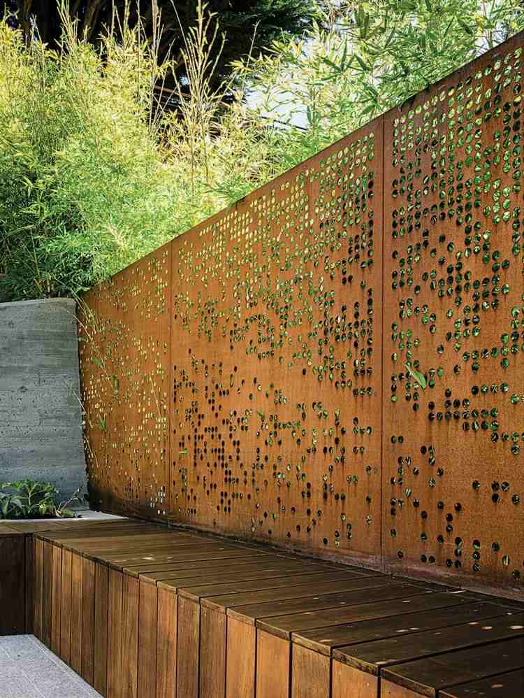 Ideias para divisórias de terraço em metal - aço Corten para uma aparência nobre de ferrugem