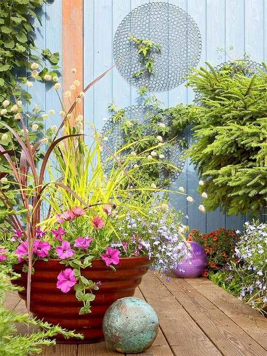 Peças de arte para decoração de terraço ajardinado