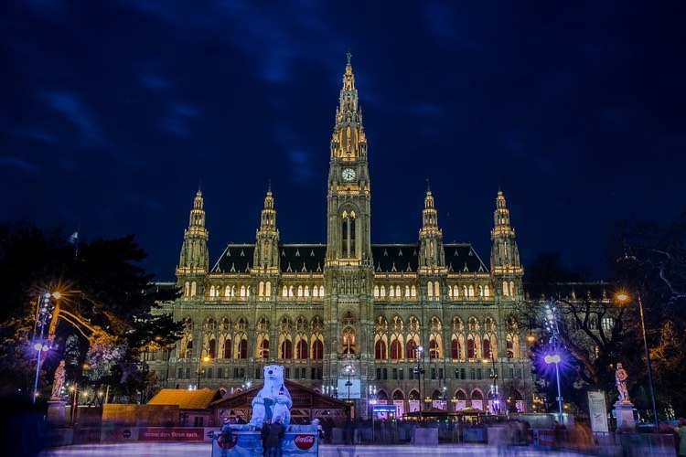 Feriados no mercado de natal do advento-wien-rathaus-platz