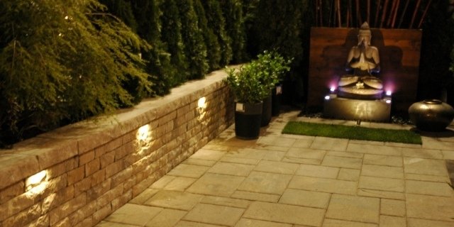 iluminação jardim terraço pedra natural iluminação led Buda