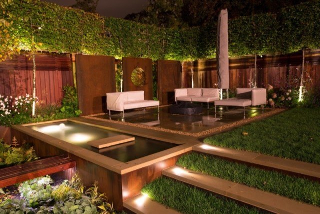 iluminação ideias para jardim madeira área de estar sebes proteção de privacidade