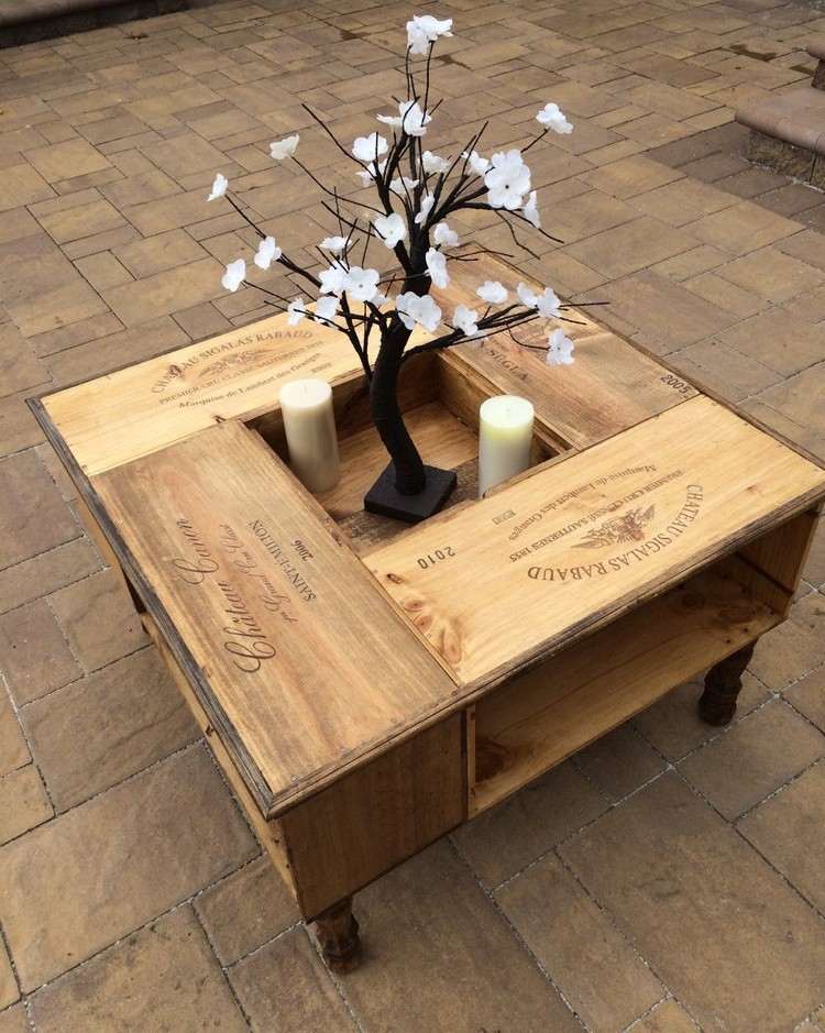 mesa-vinho-caixas-construção-vintage-decoração-velas