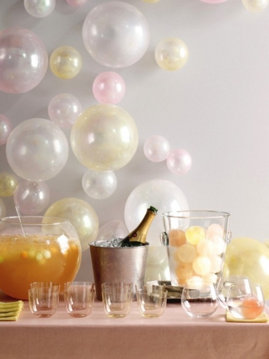 Decoração de mesa para festa de ano novo sorveteira champanhe