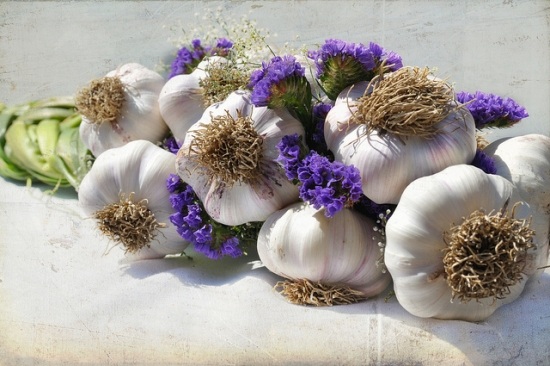 Idéias para decoração de mesa dentes de alho lilás