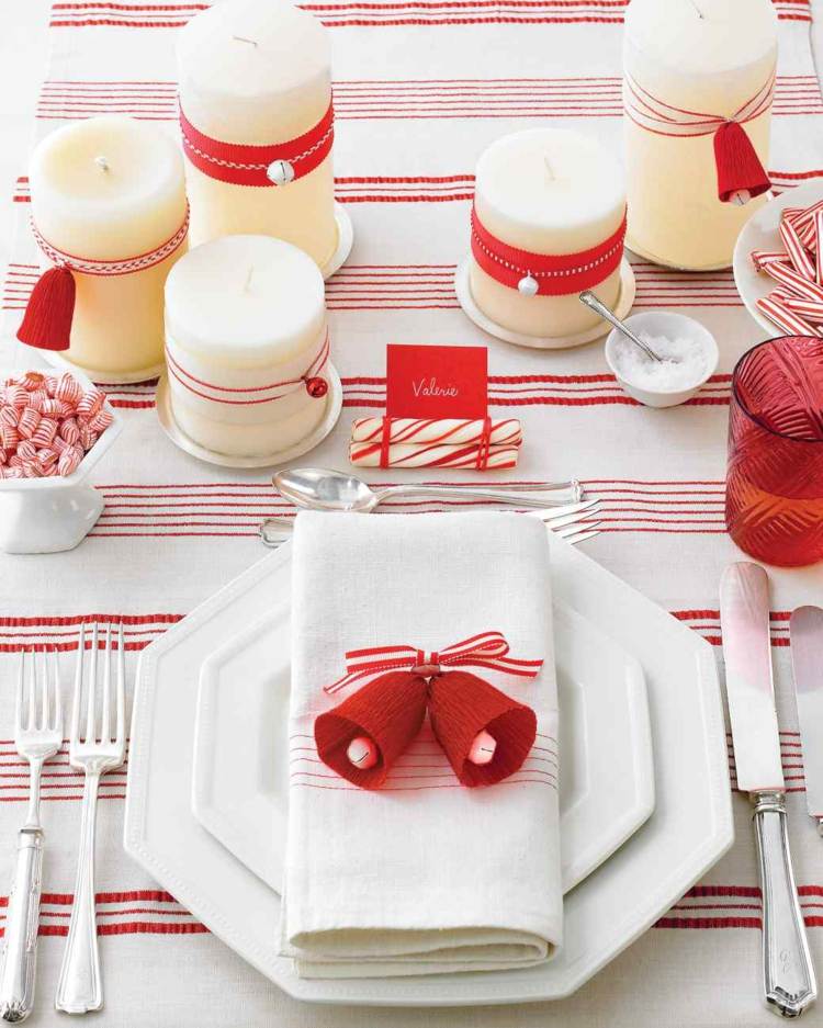 decoração de mesa para natal vermelho branco placa angular sinos tinker