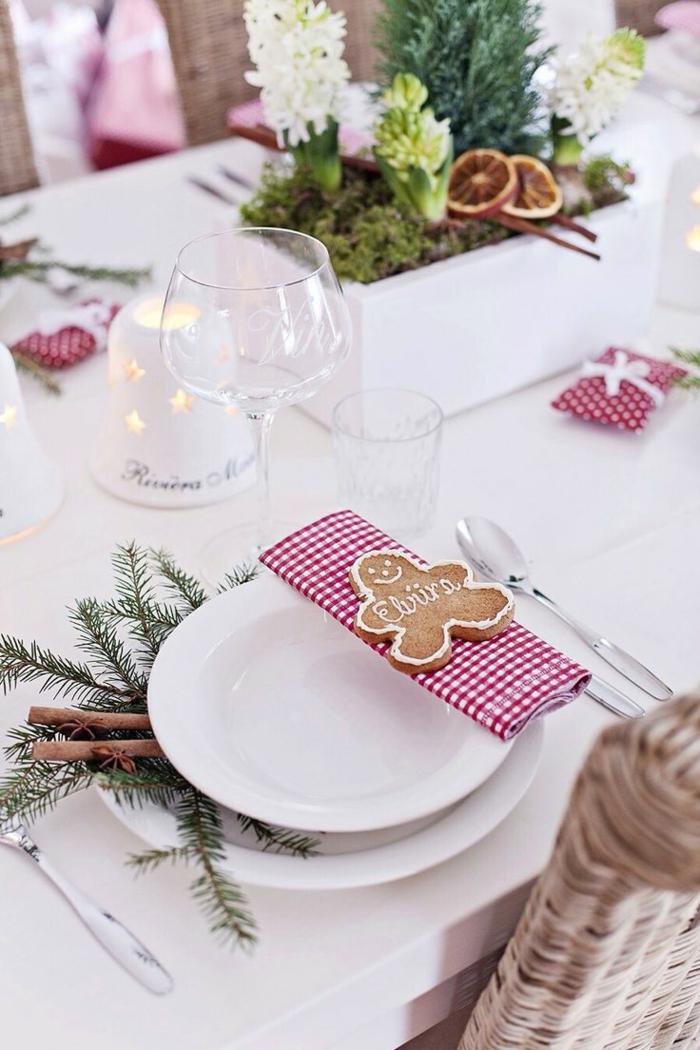 decorações de mesa para prato de natal ramos de abeto guardanapos de gengibre
