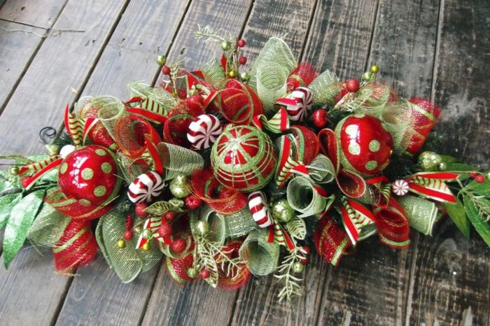 arranjo de natal decorar bolas de mesa loops vermelho verde