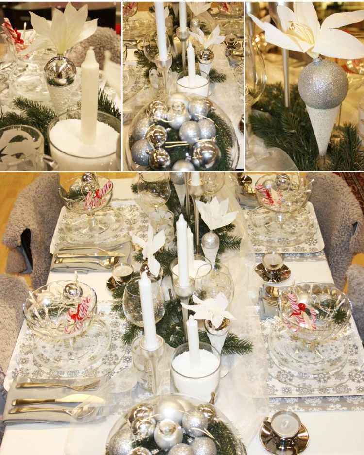 decoração de mesa-natal-ideias-branco-prata-talheres-sino-vidro-abeto ramos