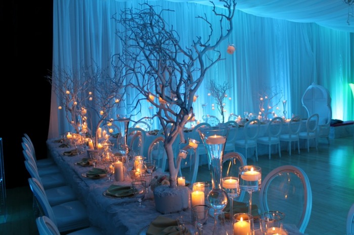 Cenário de mesa-casamento-restaurante-arte-árvores