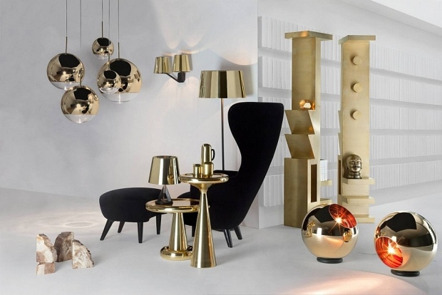móveis de luxo ouro preto britânico cavalheiro clube Tom Dixon Milan Design Week 2014