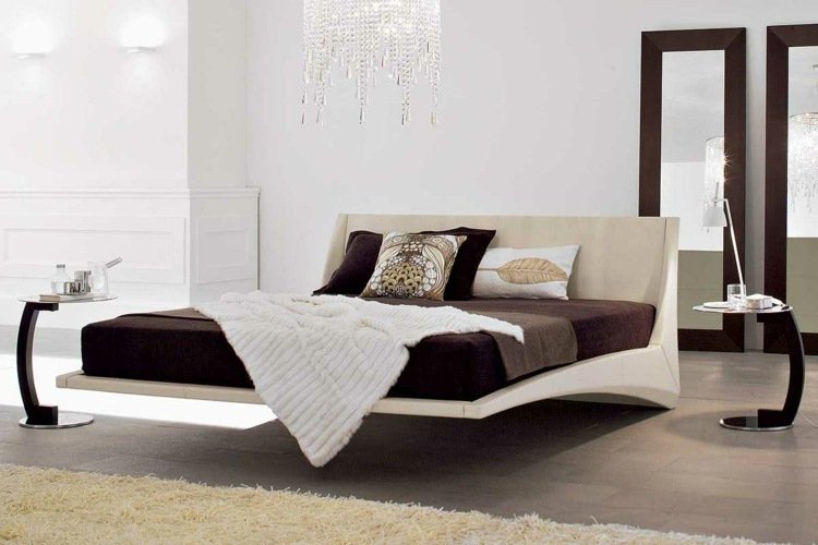 camas criativas com efeito flutuante-minimalista-criado-mudo-ideia-marrom