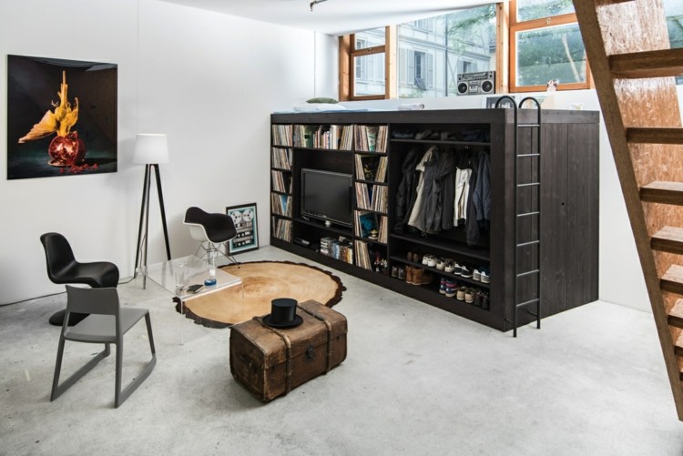 criativo-camas-loft-cama-integrado-guarda-roupa-escada-metal