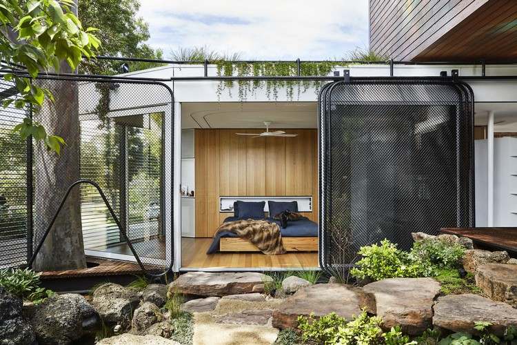 extensão de casa de sonho portas corrediças do quarto do jardim japonês