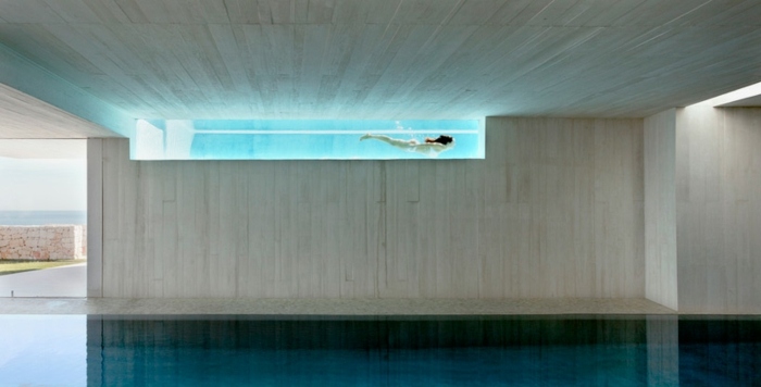 piscina design de casa interior de concreto janela casa de sonho