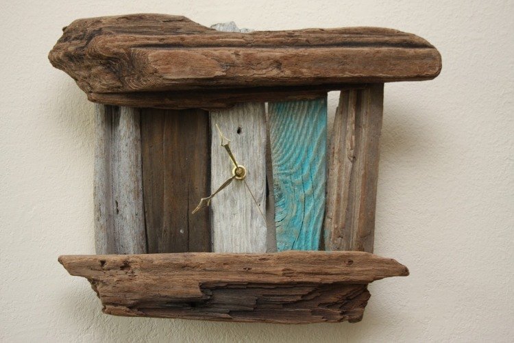 decoração de parede de relógio de madeira flutuante aparência de verão