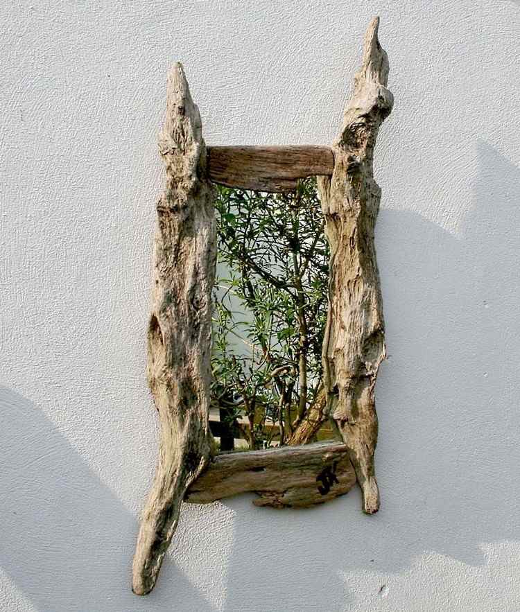 Jardim de espelho de parede de madeira flutuante