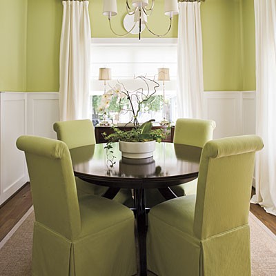 design de sala de jantar verde