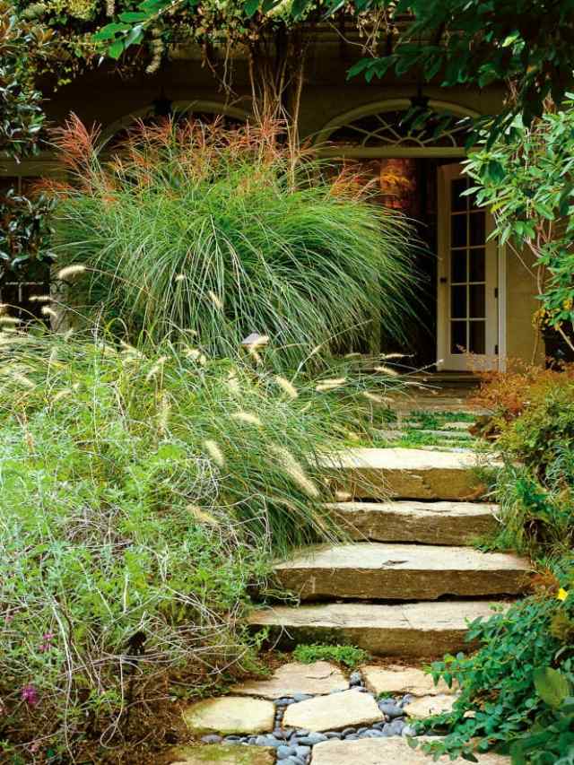 caminho do jardim colocação de escadas projeto paisagístico de arenito